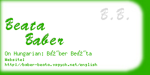 beata baber business card